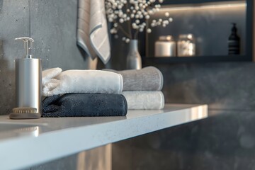 stack towels in bathroom