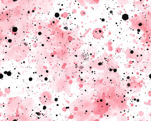 Seamless abstract pink and black watercolor splash pattern. Back the school theme. Generative ai