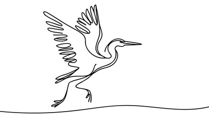 Heron continuous line art drawing