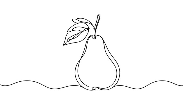 One line pear design. Hand drawn minimalism style vector illustration isolated on white background