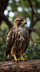 hawk on nature scene background with copy space backdrop portrait