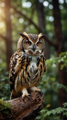 owl on nature scene background with copy space backdrop portrait