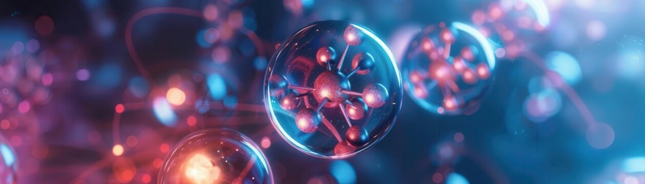 Generate a captivating scene of elements in nucleosynthesis forming atoms