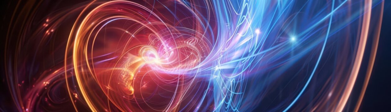 Observation causing wavefunction collapse, quantum state change, subatomic dynamics, uhd, copy space for text,