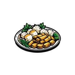 Illustration of Brazilian cassava food on a white background.