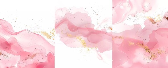 Set of light pink and white watercolor abstract background vector illustration in the style of gold glitter, decoration design for wedding invitation card template