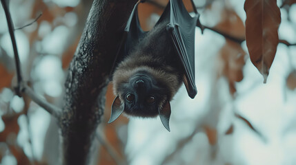 Obraz premium vampire bat hanging in a tree