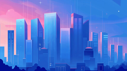 Futuristic background with city skyline view