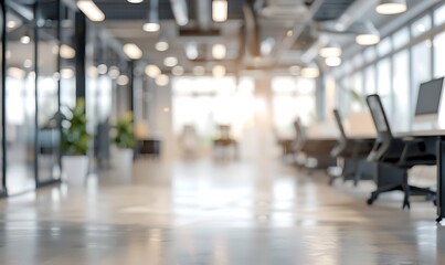 Abstract blur office interior with bokeh light background,Business concept