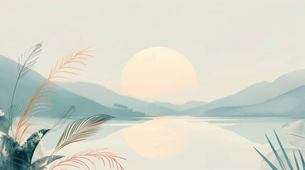 Minimalistic landscape with plants