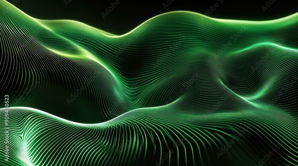 Wall mural Abstract Green Waves Digital Artwork