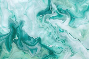 Obraz premium mesmerizing abstract fluid art gentle swirls of mint green and seafoam blue creating a calming organic composition soft dreamy aesthetic