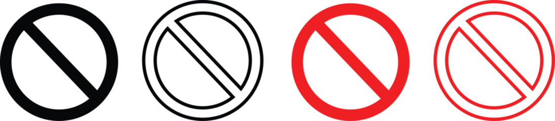 No Sign Icon set. Crossed Circle Vector Design. no parking symbol, no entry symbol footage 4k motion graphics, isolated on transparent background, Editable vectors. Mark prohibited. Icon symbol ban.