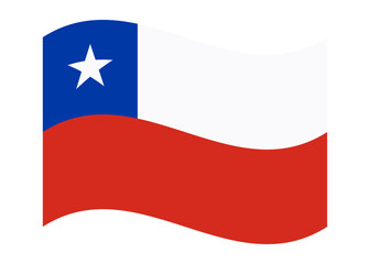 Wavy flag of Chile, isolated on transparent background. Flag of the Republic of Chile. Vector illustration