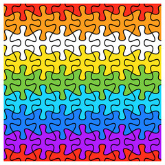Vector colorful jigsaw puzzle seamless on black background.