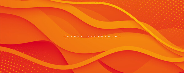 Orange papercut abstract background dynamic design vector