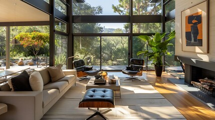 Fototapeta premium Living room with fireplace