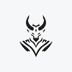 minimalist, simple and elegant demon logo