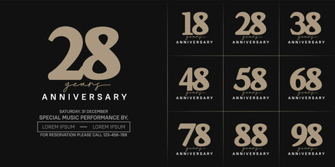 anniversary logotype set vector, brown and white color for special day celebration