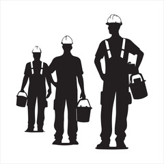 Happy labur day design concept with silhouette of workers with white background
