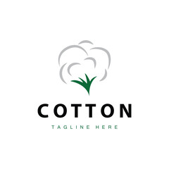 cotton logo design flower soft cotton organic plant textile material clothing illustration template