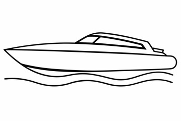 speed boat line art vector, boat line art vector illustration
