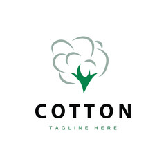 cotton logo design flower soft cotton organic plant textile material clothing illustration template