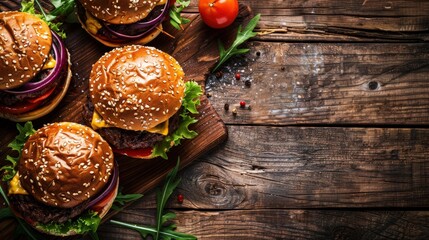 Street Food Essence: Juicy Beef Burgers with Cheese and Caramelized Onions