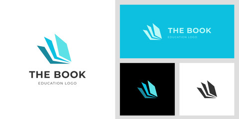 book education abstract vector logo icon design illustration for library, book store logo design