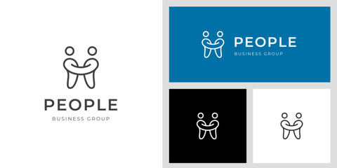 abstract people partner logo icon design for join business graphic symbol, teamwork, friendship logo design