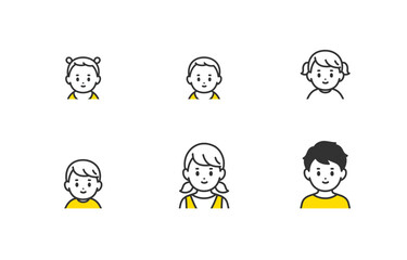 赤ちゃん･子どもの上半身セット【人物ベクターイラスト素材】