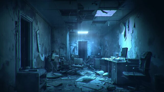 真夜中の廃墟ビル