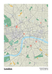 Obraz premium London - Minimal city map, retro style