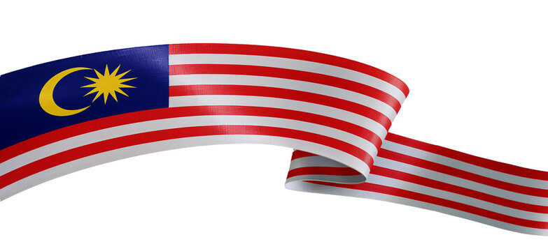 3d malaysia flag on wavy ribbon