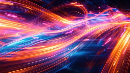 Vibrant Abstract Light Trails in Motion - Dynamic Neon Colors Creating a Futuristic and Energetic Visual Effect