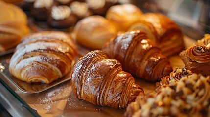 Artisanal bakery delights, fresh sourdough bread and pastries close-up
