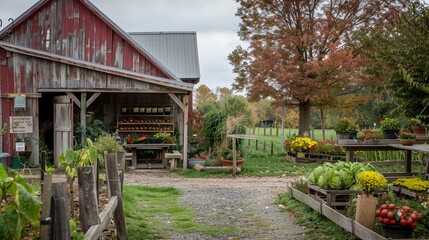 Obraz premium Gourmet farm stand, organic produce, local food movement