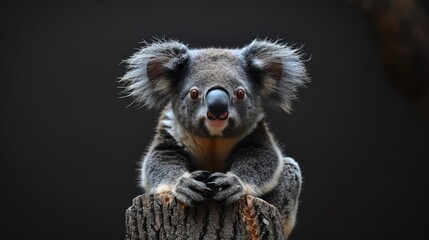 Naklejka premium Koala Sitting on a Tree Stump