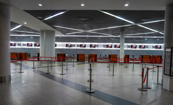 Phnom Penh, Cambodia - January 6, 2024: Phnom Penh International Airport, departure area