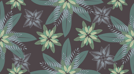 Fototapeta premium Seamless vector. Fabric pattern, wallpaper, seamless fabric pattern. Leaf pattern.