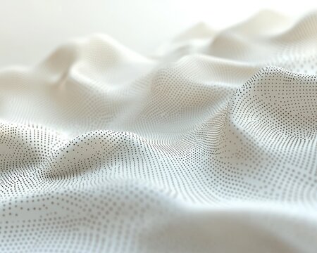 Minimalist 3D scatter plot with elegant design, dots in neutral shades, on a clean white background