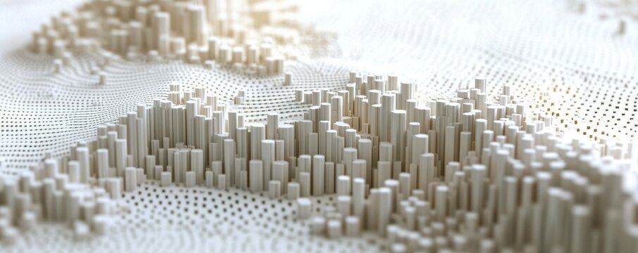 Modern 3D scatter chart with clean design and neutral tones, on a white background