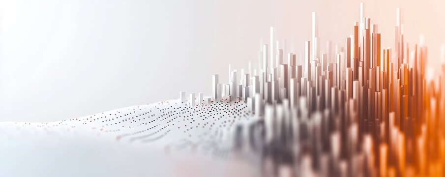 Modern 3D scatter chart with clean design and neutral tones, on a white background