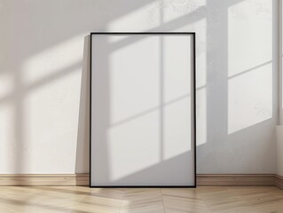 Elegant Advertising Mockup: a Blank 3:4 Poster Frame Hanging on a Wall, with Windows, Furniture, and Soft Lighting, advertising photography, Graphic Resources, Brochure, banner, promotion, 