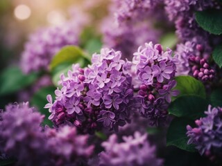 Obraz premium Macro image of spring lilac violet flowers abstract background