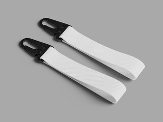 3D Render Mockup of Two Flat Lay White Fabric Keyholders