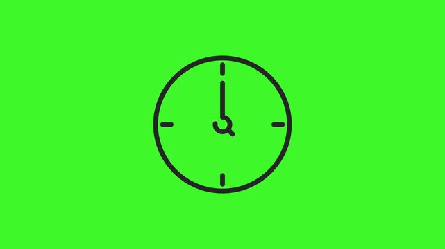 Black clock time icon animation video