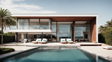 Obraz premium Modern Minimalist Luxury Home with Pool 