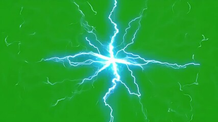 An orchestra of electric bolts zaps and zigzags through the atmosphere creating an aweinspiring spectacle. Green screen chromakey