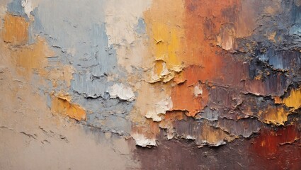 Earthy Hues Texture: Abstract acrylic painting with a palette of brown, orange, and blue hues. Perfect for backgrounds and artistic compositions. 